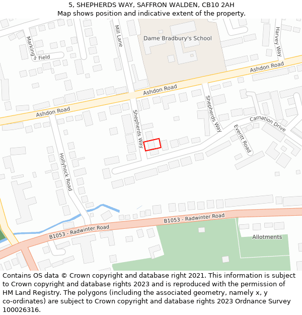 5, SHEPHERDS WAY, SAFFRON WALDEN, CB10 2AH: Location map and indicative extent of plot