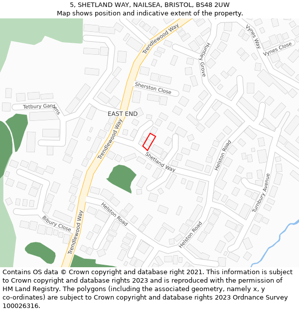 5, SHETLAND WAY, NAILSEA, BRISTOL, BS48 2UW: Location map and indicative extent of plot