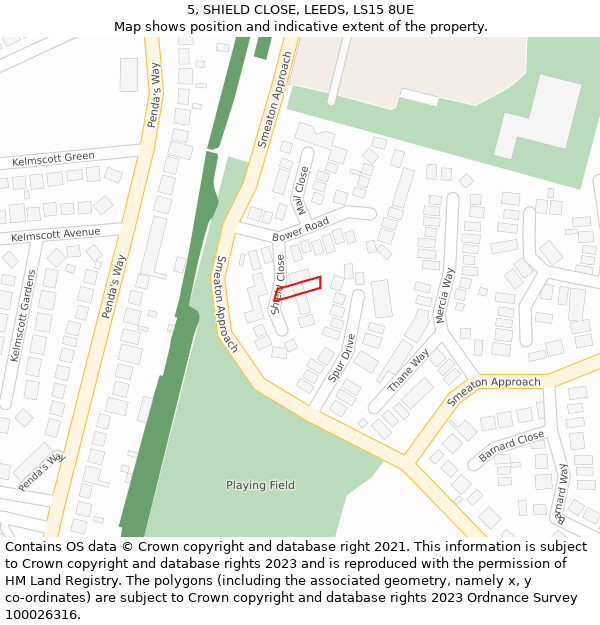 5, SHIELD CLOSE, LEEDS, LS15 8UE: Location map and indicative extent of plot