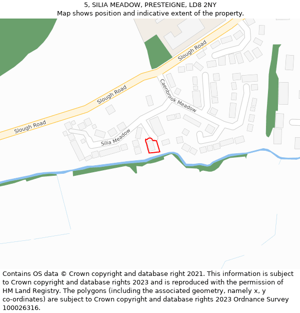 5, SILIA MEADOW, PRESTEIGNE, LD8 2NY: Location map and indicative extent of plot