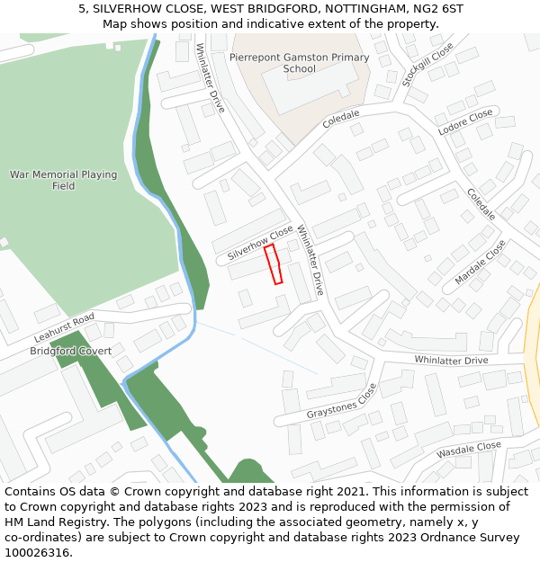 5, SILVERHOW CLOSE, WEST BRIDGFORD, NOTTINGHAM, NG2 6ST: Location map and indicative extent of plot