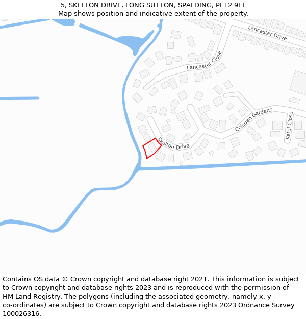 5, SKELTON DRIVE, LONG SUTTON, SPALDING, PE12 9FT: Location map and indicative extent of plot