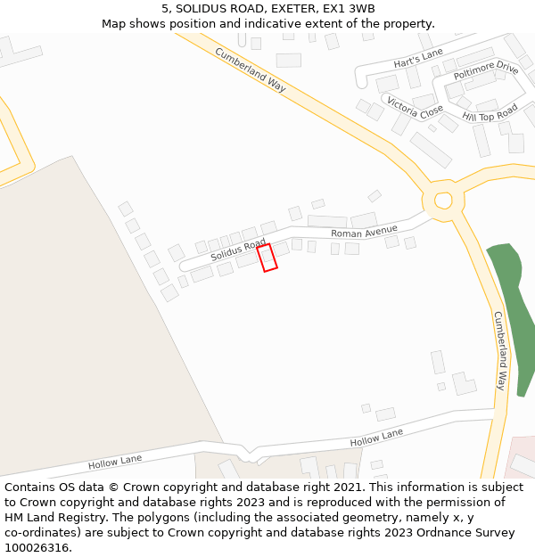 5, SOLIDUS ROAD, EXETER, EX1 3WB: Location map and indicative extent of plot