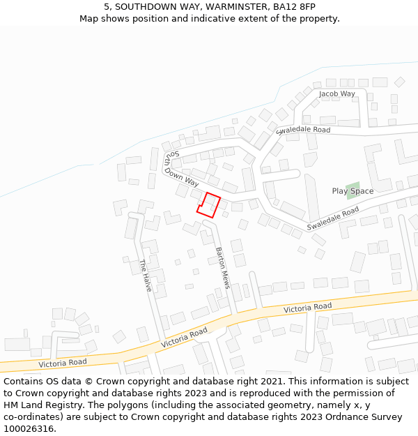 5, SOUTHDOWN WAY, WARMINSTER, BA12 8FP: Location map and indicative extent of plot