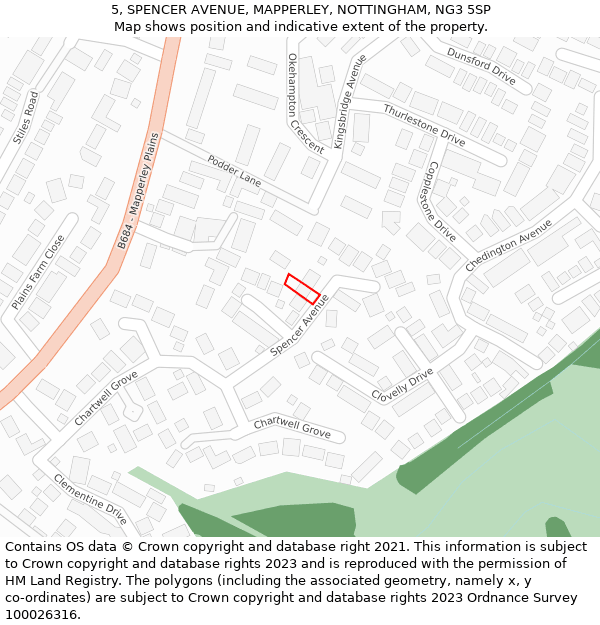5, SPENCER AVENUE, MAPPERLEY, NOTTINGHAM, NG3 5SP: Location map and indicative extent of plot