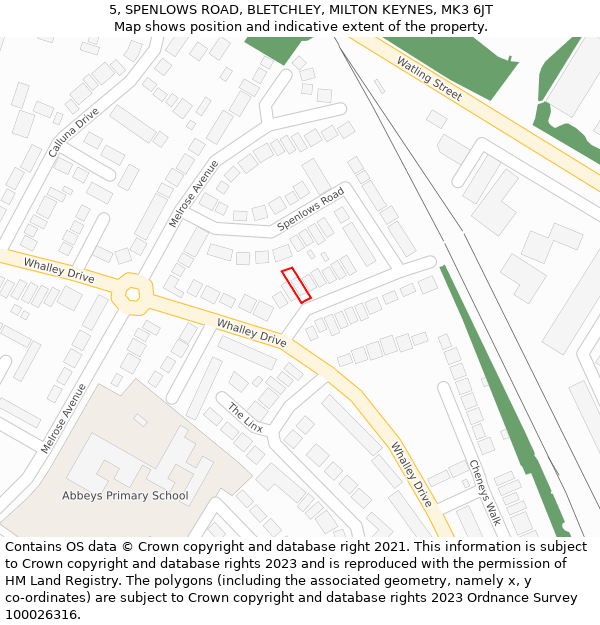 5, SPENLOWS ROAD, BLETCHLEY, MILTON KEYNES, MK3 6JT: Location map and indicative extent of plot