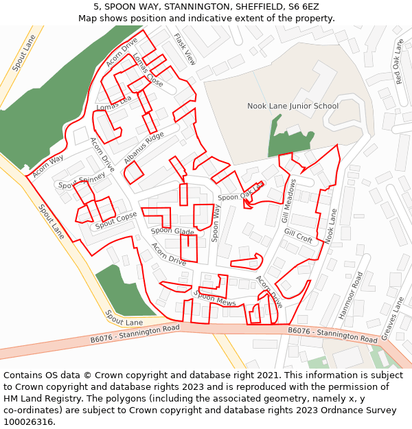 5, SPOON WAY, STANNINGTON, SHEFFIELD, S6 6EZ: Location map and indicative extent of plot