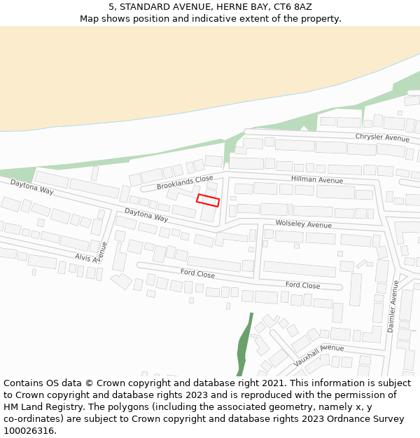 5, STANDARD AVENUE, HERNE BAY, CT6 8AZ: Location map and indicative extent of plot