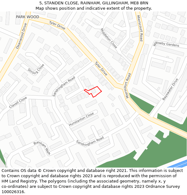 5, STANDEN CLOSE, RAINHAM, GILLINGHAM, ME8 8RN: Location map and indicative extent of plot