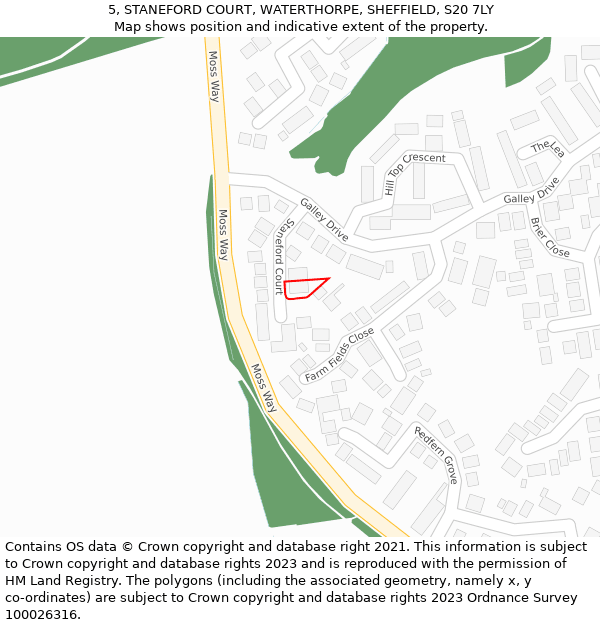 5, STANEFORD COURT, WATERTHORPE, SHEFFIELD, S20 7LY: Location map and indicative extent of plot