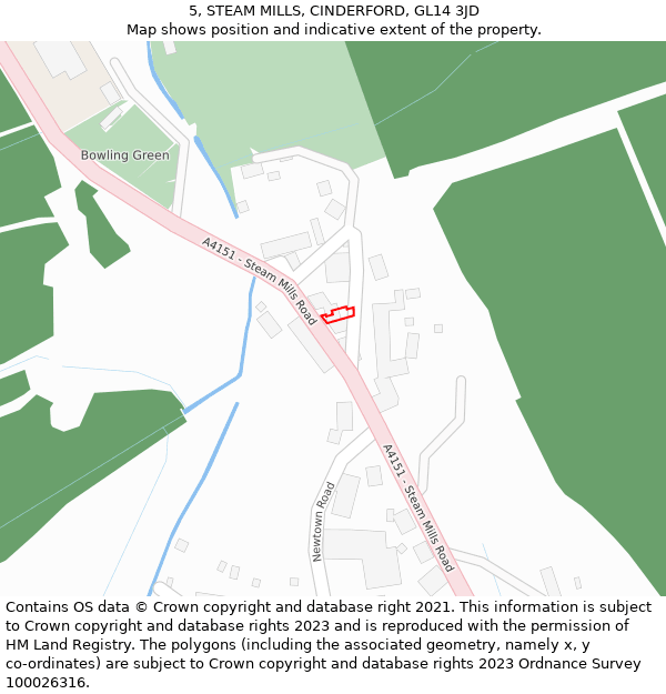 5, STEAM MILLS, CINDERFORD, GL14 3JD: Location map and indicative extent of plot