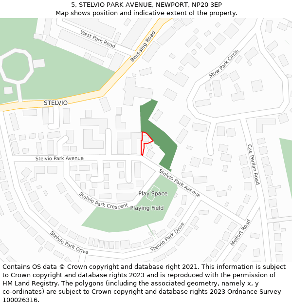 5, STELVIO PARK AVENUE, NEWPORT, NP20 3EP: Location map and indicative extent of plot