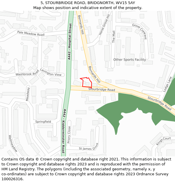 5, STOURBRIDGE ROAD, BRIDGNORTH, WV15 5AY: Location map and indicative extent of plot