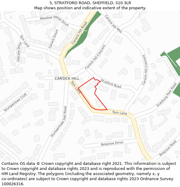 5, STRATFORD ROAD, SHEFFIELD, S10 3LR: Location map and indicative extent of plot