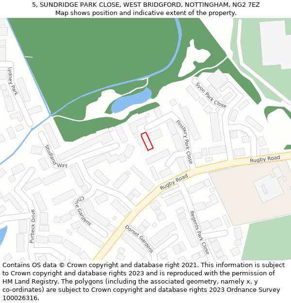5, SUNDRIDGE PARK CLOSE, WEST BRIDGFORD, NOTTINGHAM, NG2 7EZ: Location map and indicative extent of plot
