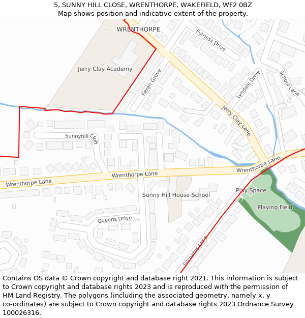 5, SUNNY HILL CLOSE, WRENTHORPE, WAKEFIELD, WF2 0BZ: Location map and indicative extent of plot