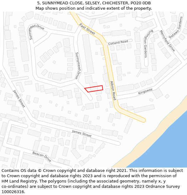 5, SUNNYMEAD CLOSE, SELSEY, CHICHESTER, PO20 0DB: Location map and indicative extent of plot