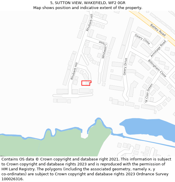 5, SUTTON VIEW, WAKEFIELD, WF2 0GR: Location map and indicative extent of plot