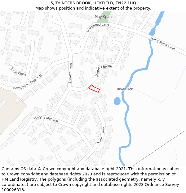 5, TAINTERS BROOK, UCKFIELD, TN22 1UQ: Location map and indicative extent of plot