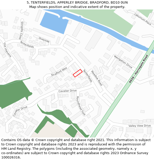 5, TENTERFIELDS, APPERLEY BRIDGE, BRADFORD, BD10 0UN: Location map and indicative extent of plot