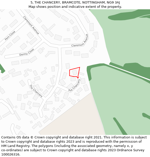 5, THE CHANCERY, BRAMCOTE, NOTTINGHAM, NG9 3AJ: Location map and indicative extent of plot