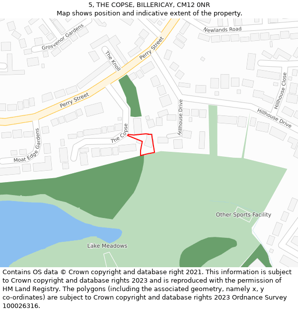5, THE COPSE, BILLERICAY, CM12 0NR: Location map and indicative extent of plot