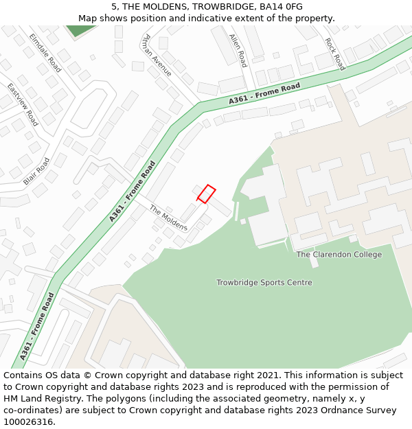 5, THE MOLDENS, TROWBRIDGE, BA14 0FG: Location map and indicative extent of plot