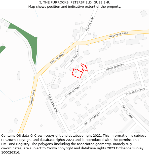5, THE PURROCKS, PETERSFIELD, GU32 2HU: Location map and indicative extent of plot