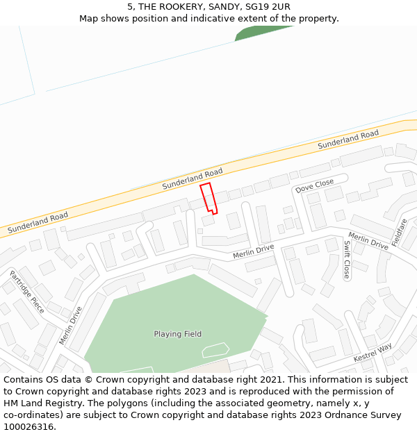 5, THE ROOKERY, SANDY, SG19 2UR: Location map and indicative extent of plot