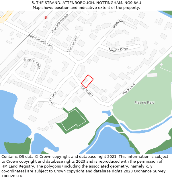 5, THE STRAND, ATTENBOROUGH, NOTTINGHAM, NG9 6AU: Location map and indicative extent of plot