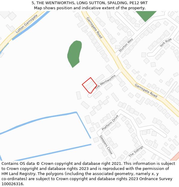 5, THE WENTWORTHS, LONG SUTTON, SPALDING, PE12 9RT: Location map and indicative extent of plot