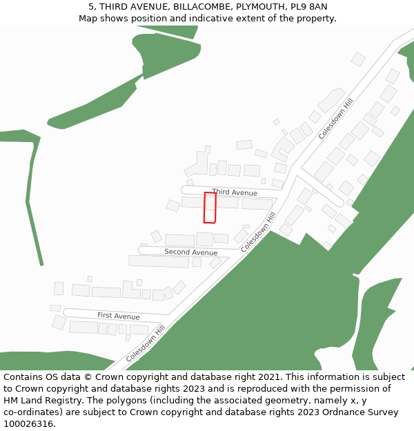 5, THIRD AVENUE, BILLACOMBE, PLYMOUTH, PL9 8AN: Location map and indicative extent of plot