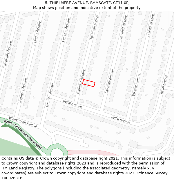 5, THIRLMERE AVENUE, RAMSGATE, CT11 0PJ: Location map and indicative extent of plot