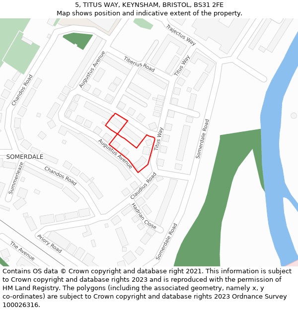 5, TITUS WAY, KEYNSHAM, BRISTOL, BS31 2FE: Location map and indicative extent of plot