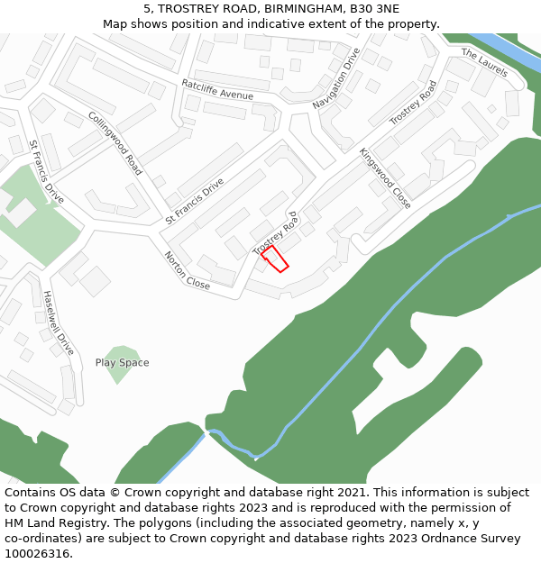 5, TROSTREY ROAD, BIRMINGHAM, B30 3NE: Location map and indicative extent of plot