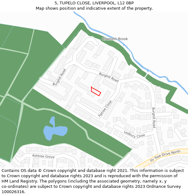 5, TUPELO CLOSE, LIVERPOOL, L12 0BP: Location map and indicative extent of plot