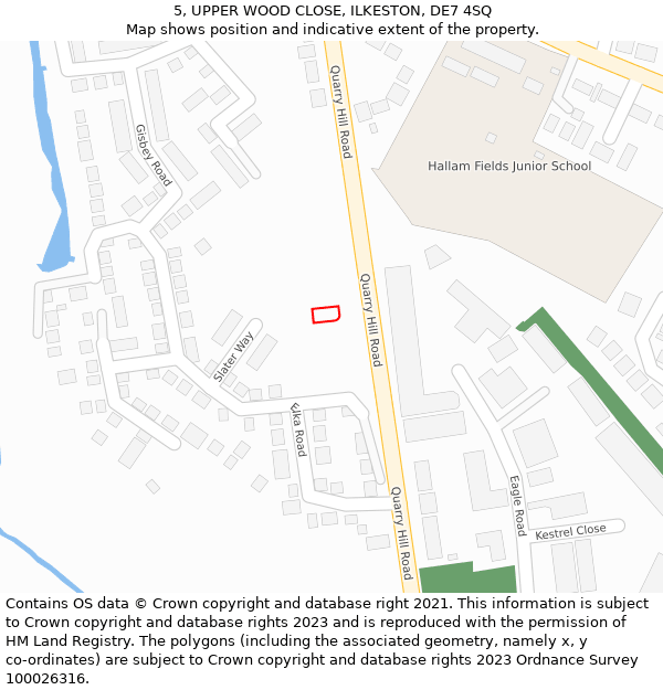 5, UPPER WOOD CLOSE, ILKESTON, DE7 4SQ: Location map and indicative extent of plot