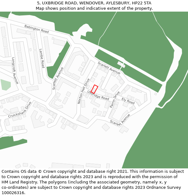 5, UXBRIDGE ROAD, WENDOVER, AYLESBURY, HP22 5TA: Location map and indicative extent of plot