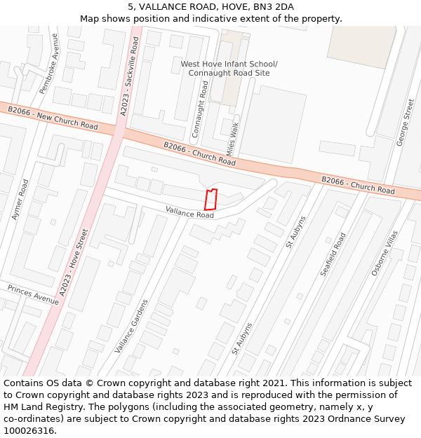 5, VALLANCE ROAD, HOVE, BN3 2DA: Location map and indicative extent of plot
