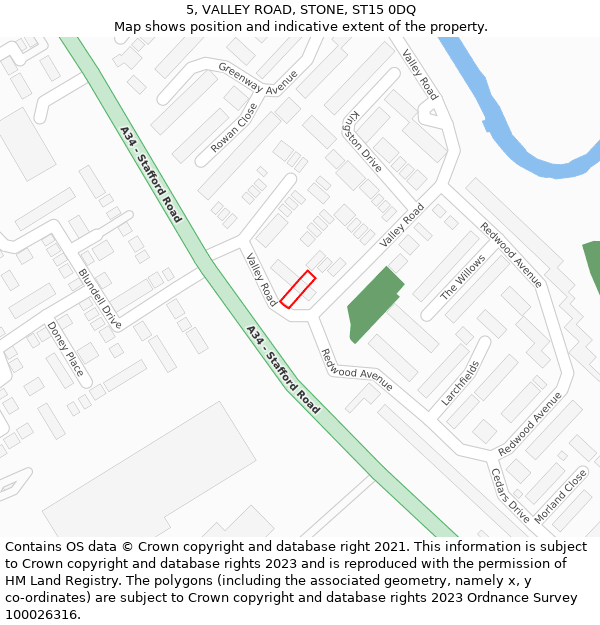 5, VALLEY ROAD, STONE, ST15 0DQ: Location map and indicative extent of plot