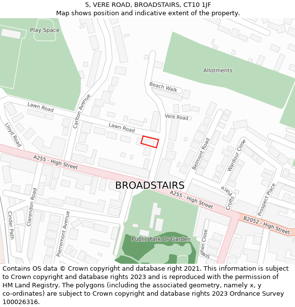 5, VERE ROAD, BROADSTAIRS, CT10 1JF: Location map and indicative extent of plot