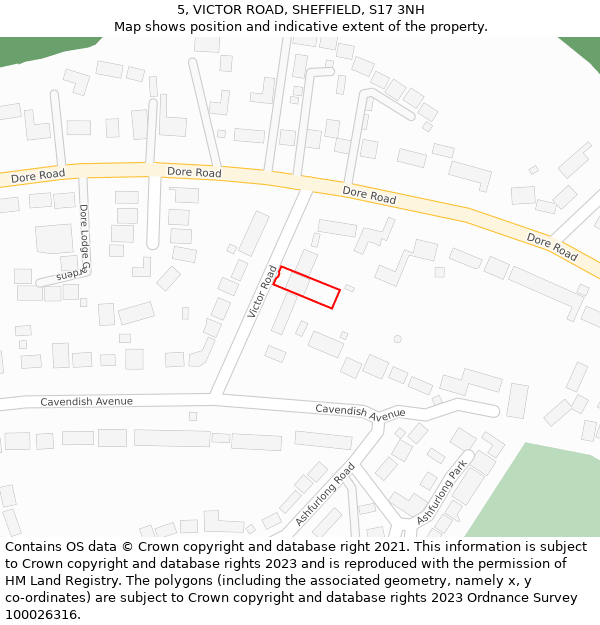 5, VICTOR ROAD, SHEFFIELD, S17 3NH: Location map and indicative extent of plot