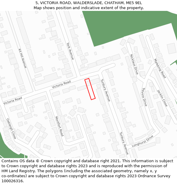 5, VICTORIA ROAD, WALDERSLADE, CHATHAM, ME5 9EL: Location map and indicative extent of plot