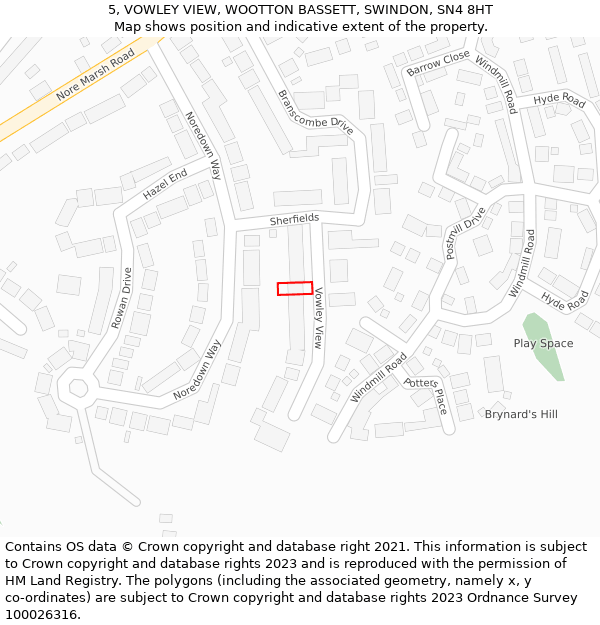 5, VOWLEY VIEW, WOOTTON BASSETT, SWINDON, SN4 8HT: Location map and indicative extent of plot