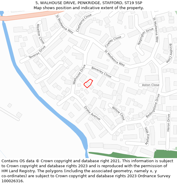 5, WALHOUSE DRIVE, PENKRIDGE, STAFFORD, ST19 5SP: Location map and indicative extent of plot