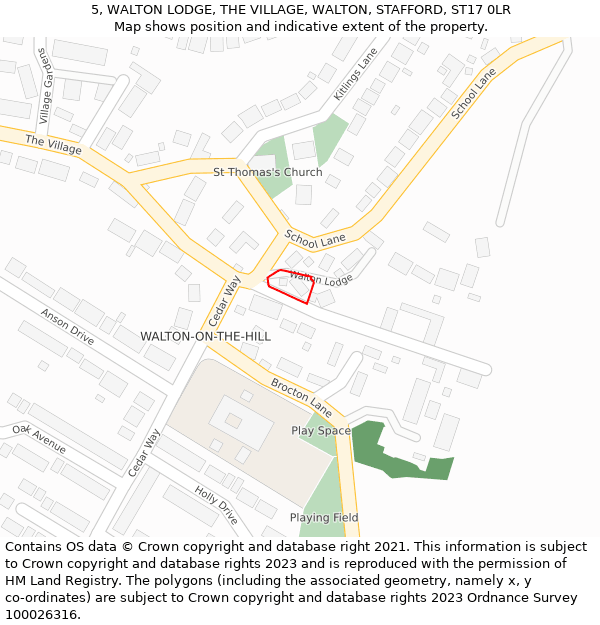 5, WALTON LODGE, THE VILLAGE, WALTON, STAFFORD, ST17 0LR: Location map and indicative extent of plot