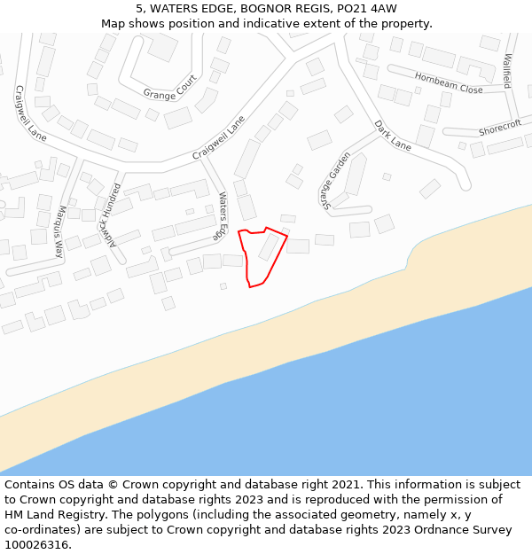 5, WATERS EDGE, BOGNOR REGIS, PO21 4AW: Location map and indicative extent of plot