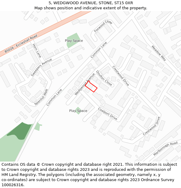 5, WEDGWOOD AVENUE, STONE, ST15 0XR: Location map and indicative extent of plot