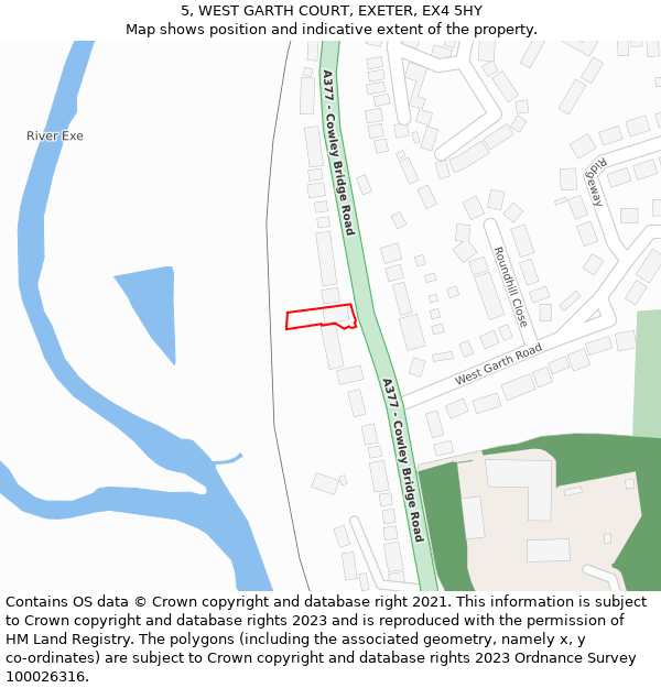 5, WEST GARTH COURT, EXETER, EX4 5HY: Location map and indicative extent of plot