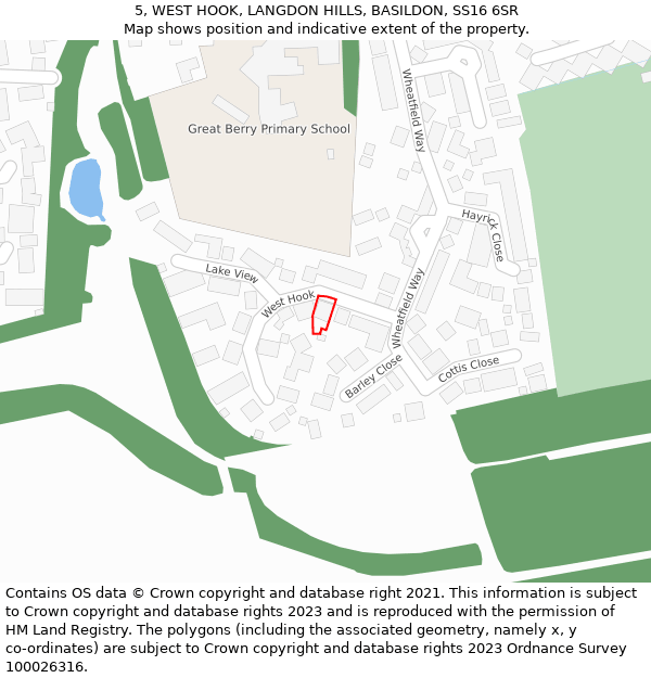 5, WEST HOOK, LANGDON HILLS, BASILDON, SS16 6SR: Location map and indicative extent of plot